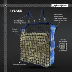 Kensington Slow Feed Hay Bag shows nylon square design for gentle steady grazing