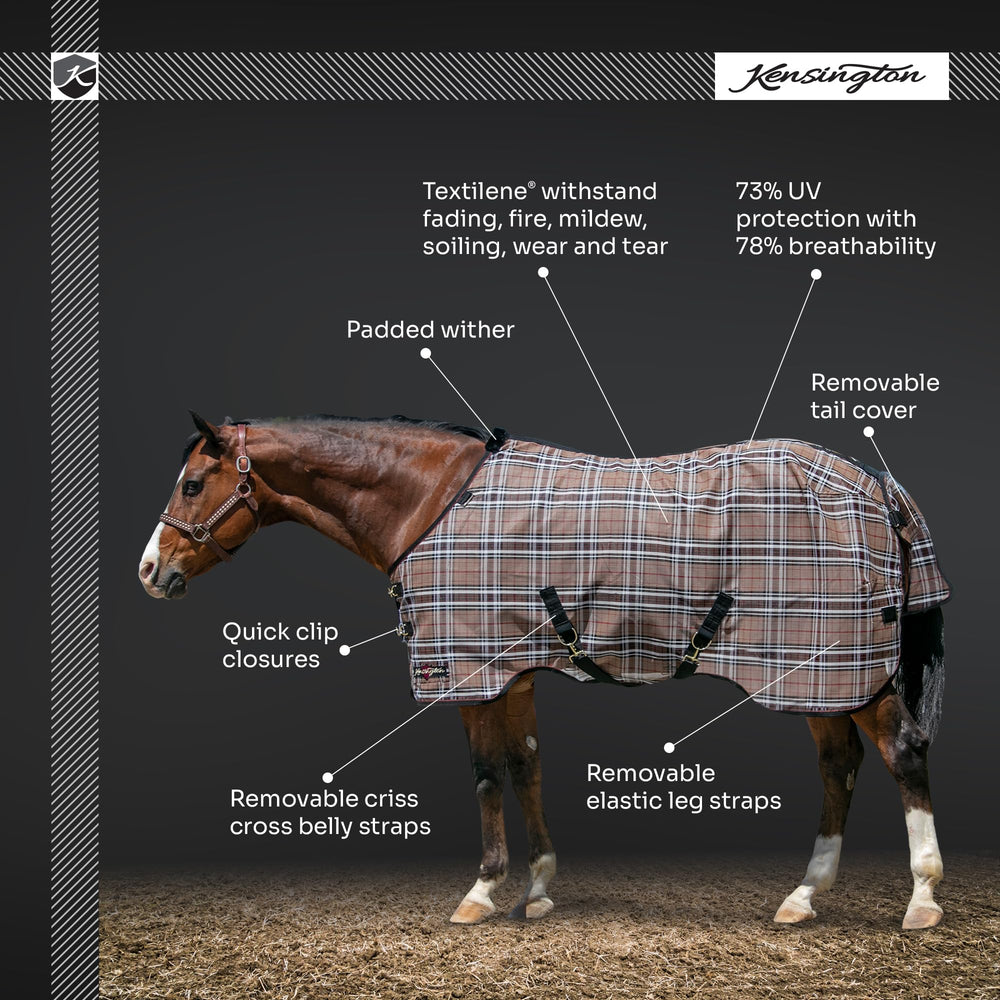 Kensington Surefit 75-inch Merlot demonstrates ample coverage for larger horses.