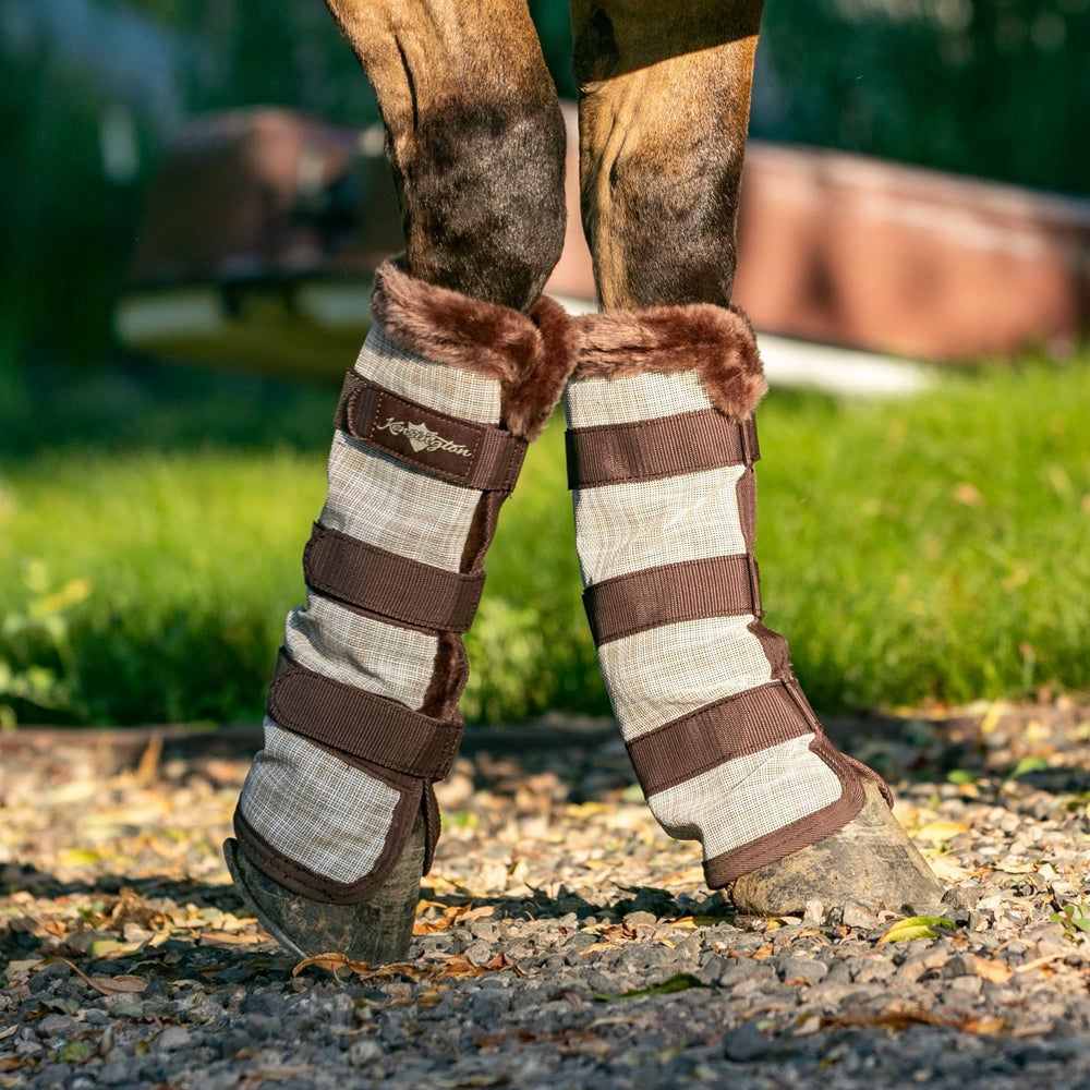 Kensington three-hook-and-loop belts shown on leg for custom fit.