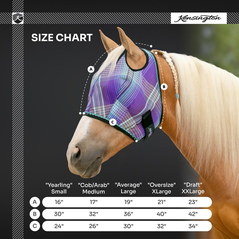 Kensington UV Horse Fly Mask double eye darts provide extra clearance.