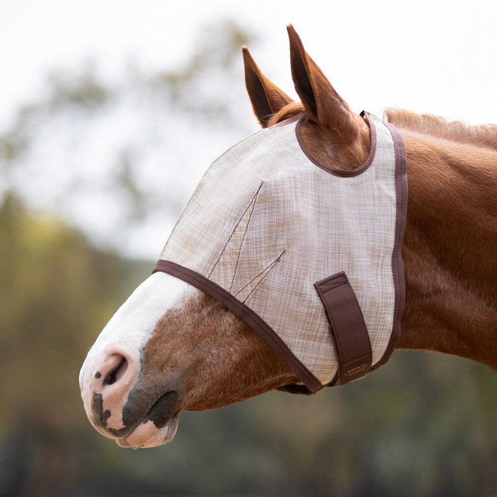 Kensington UV Horse Fly Mask dual ear opening provides comfortable protection without ear coverage