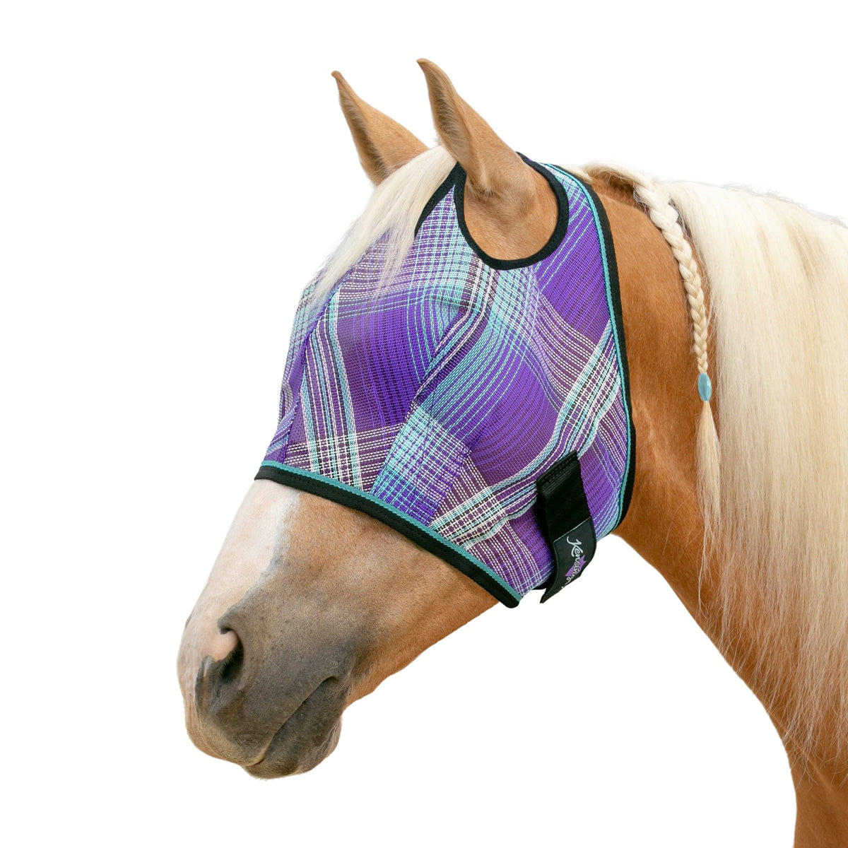 Kensington UV Horse Fly Mask front view lavender mint provides eye protection and sun shield.