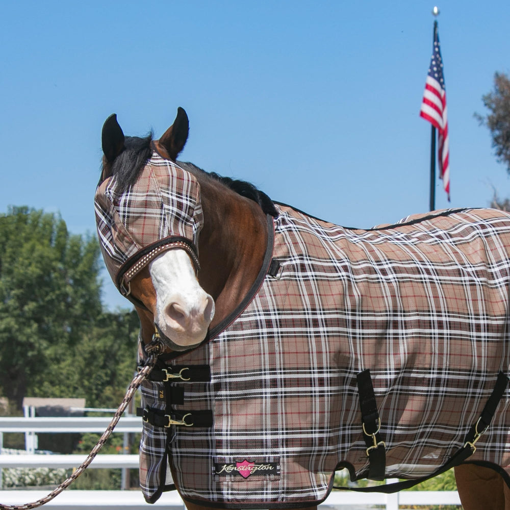 Kensington UV horse fly mask secure closure with elastic throat strap