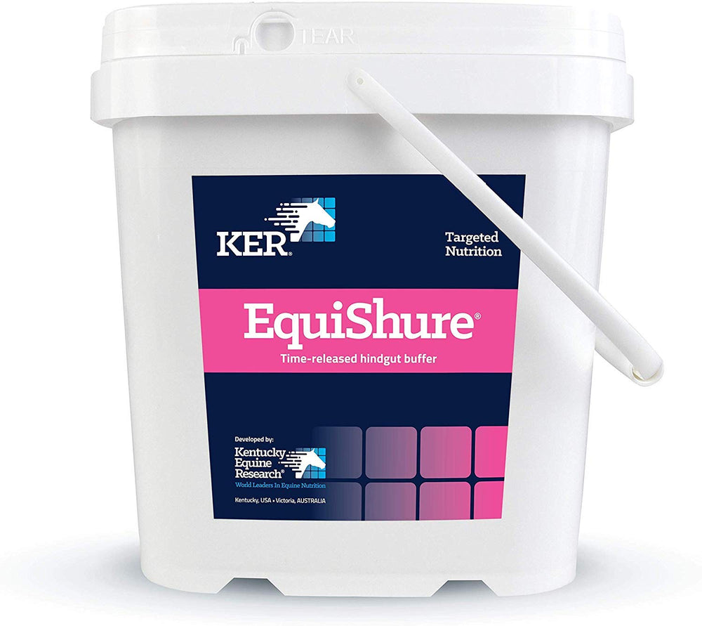 Kentucky Equine Research EquiShure bottle demonstrates time-release hindgut buffer for steady digestion support