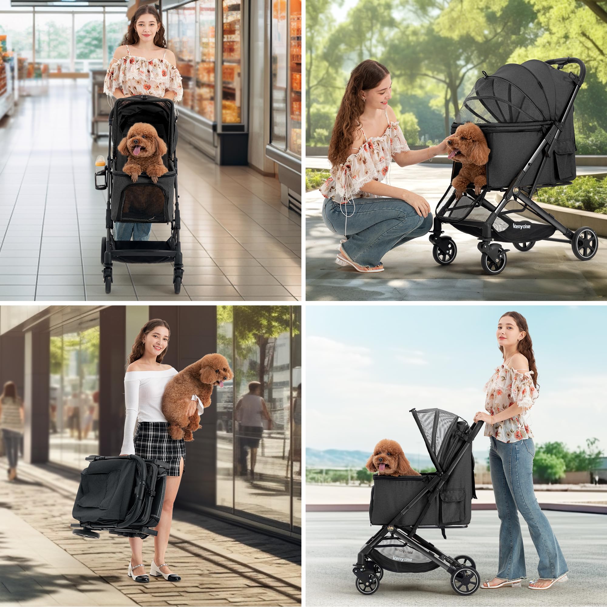Kenyone stroller storage pockets keep essentials within reach on walks.