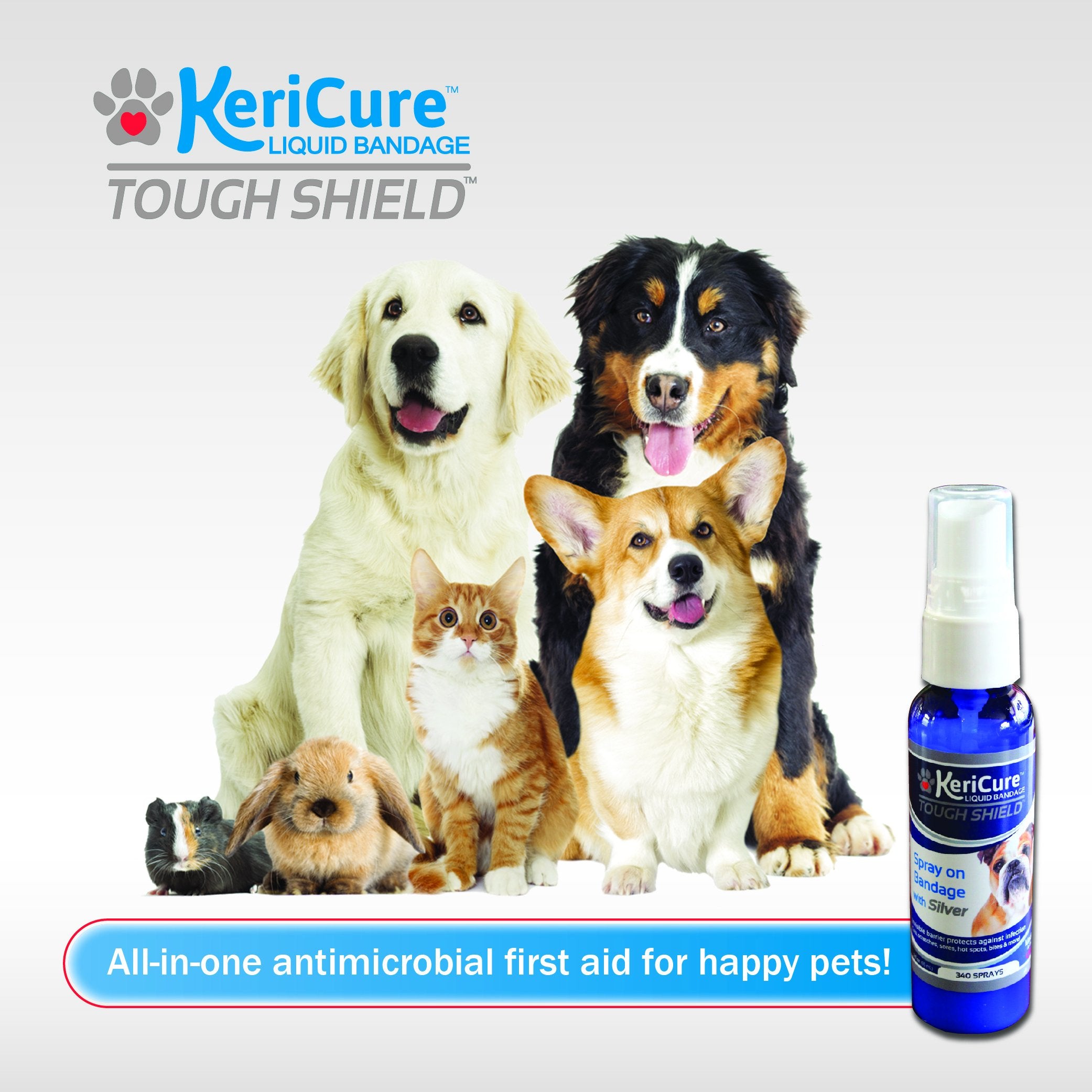 KeriCure Tough Shield hecho en EE.UU. para primeras atenciones de mascotas.