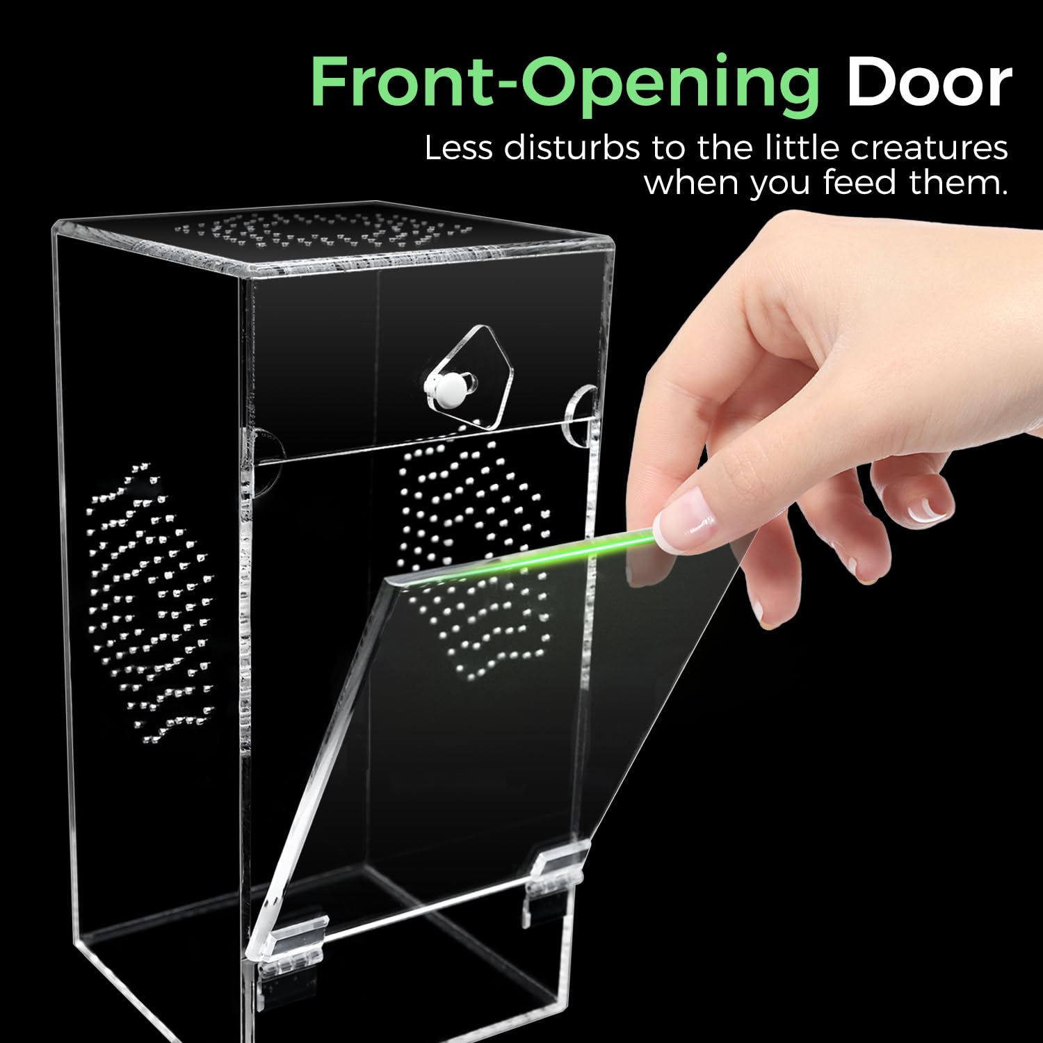 KERRLOTTE enclosure side-ventilation panel highlights precision airflow for stable humidity and species hydration.