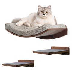Kerwis Premium Cat Shelves walnut perch offering elevated lounging and observation