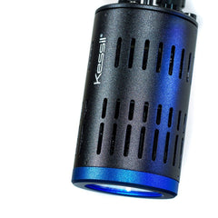 Kessil A160WE Tuna Blue tank setup shows even lighting and shimmer across reef zones.