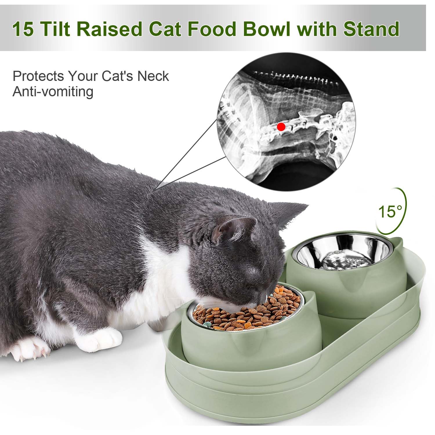 KEVIDEAWL double cat bowls for food and water simplify mealtimes.