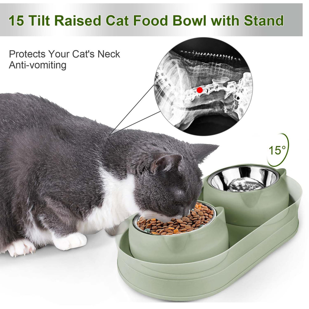 KEVIDEAWL double cat bowls for food and water simplify mealtimes.