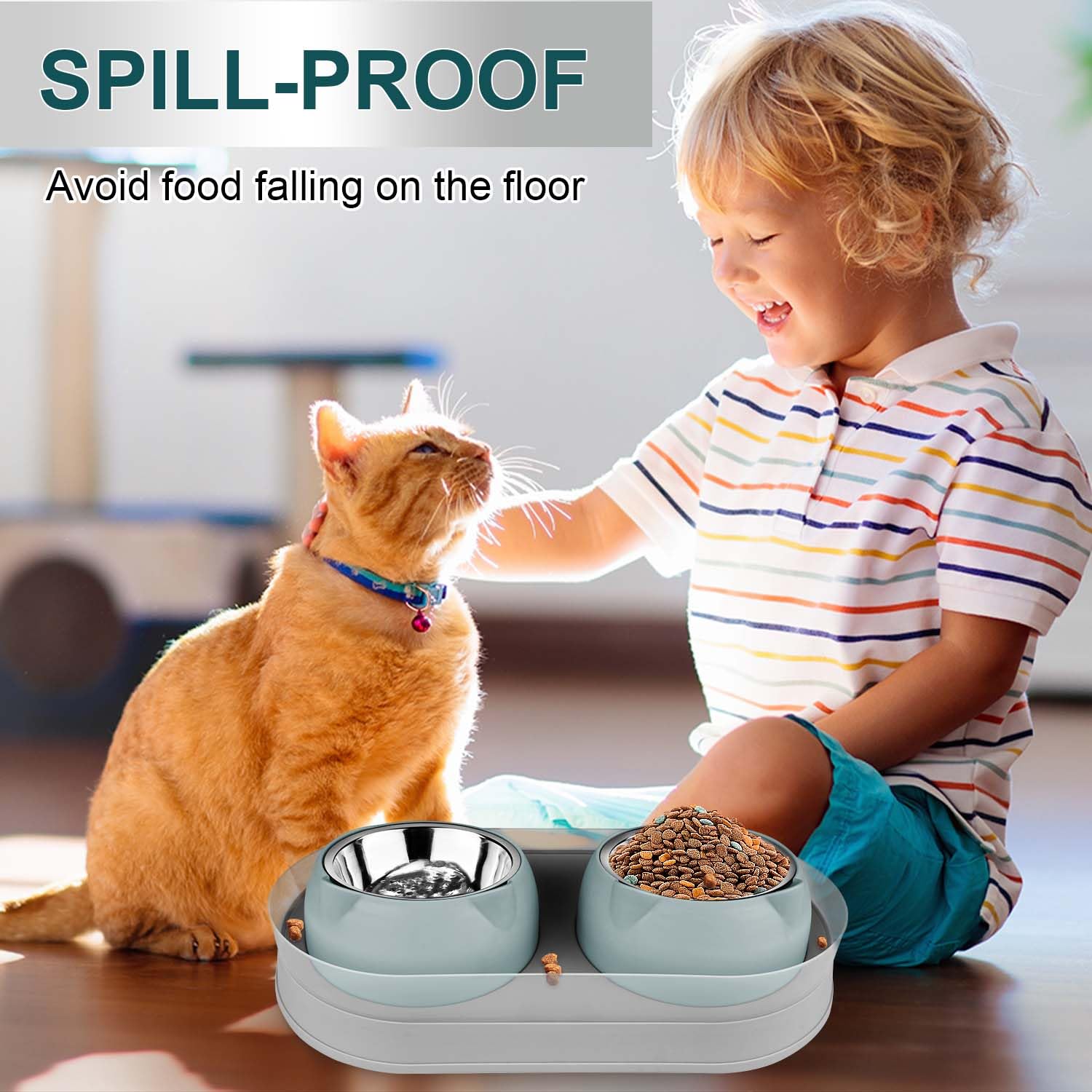 Kevideawl removable, easy-clean bowls in grayblue for quick washing