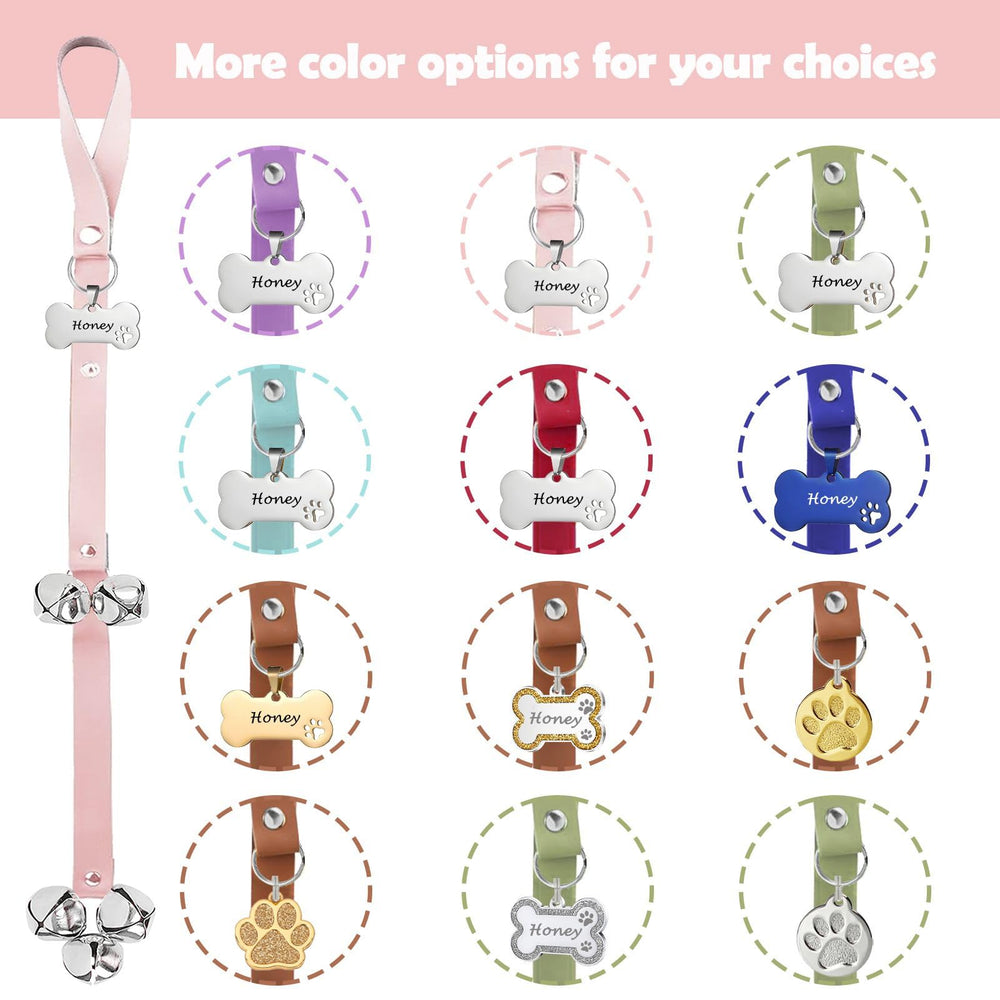 KEXIAVA dog bells leather pink bone, buckle detail showcasing durable training rings.