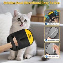 KEYHELP Pet Hair Removal Glove on sofa demonstrates quick hair removal