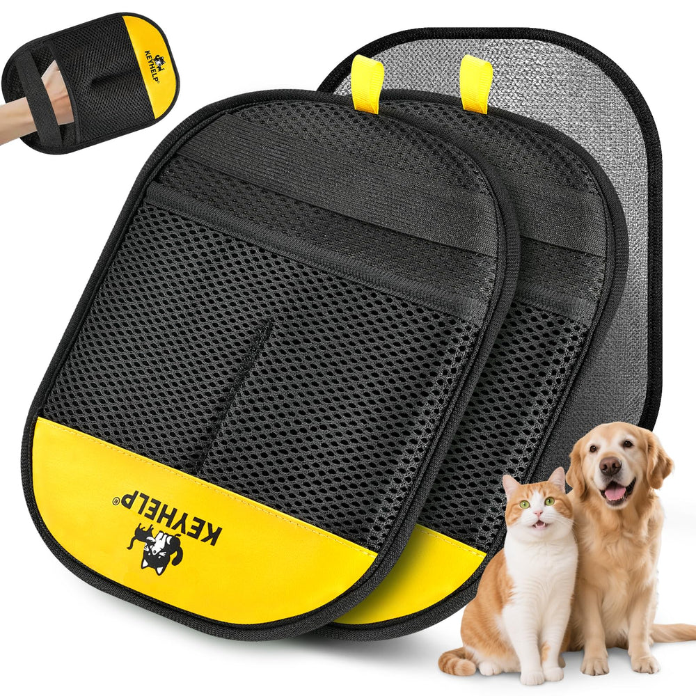 KEYHELP pet hair removal glove pack closeup highlighting reusable design for eco-friendly cleaning