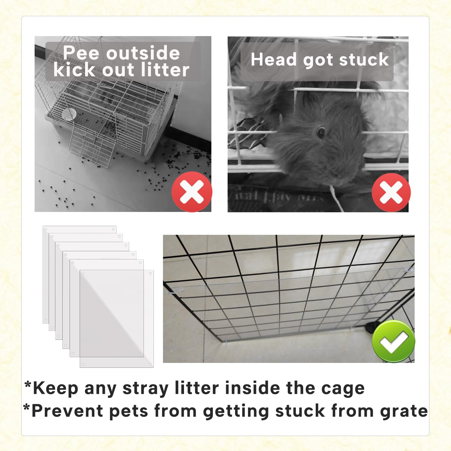 KEYIDE urine guard panel for guinea pig keeps litter contained and floors cleaner