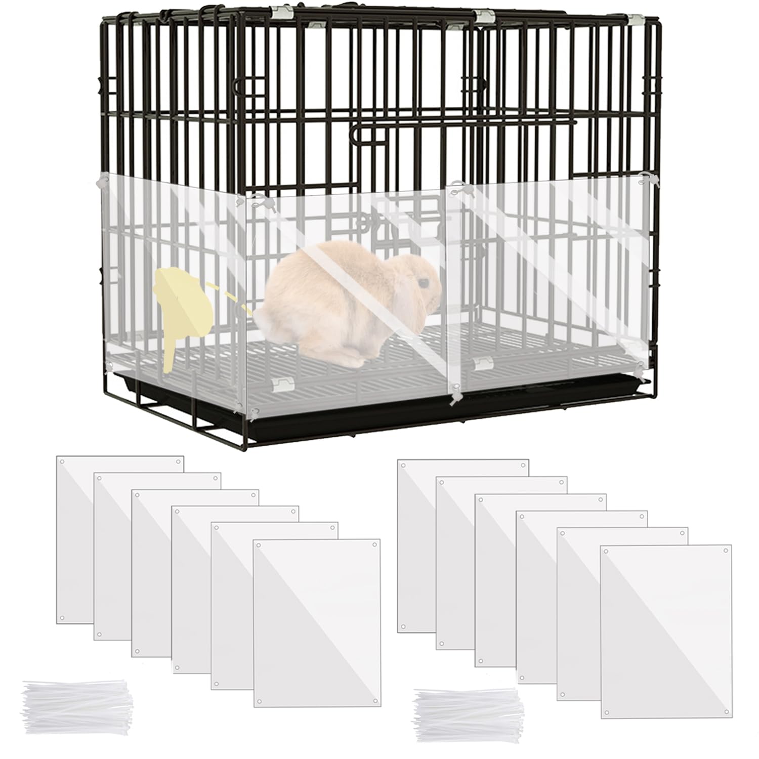 KEYIDE urine guard panel for rabbit demonstrates barrier to reduce cage mess