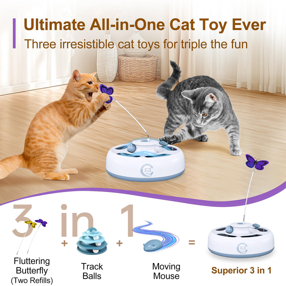 Kezlume butterfly attachment — fluttering butterfly engages pouncing and batting during indoor play.