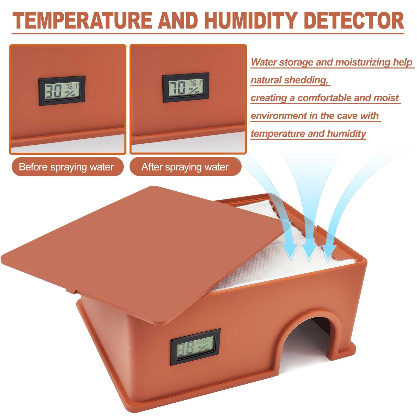 KFPSHLQE reptile hide humidification groove maintains consistent humidity