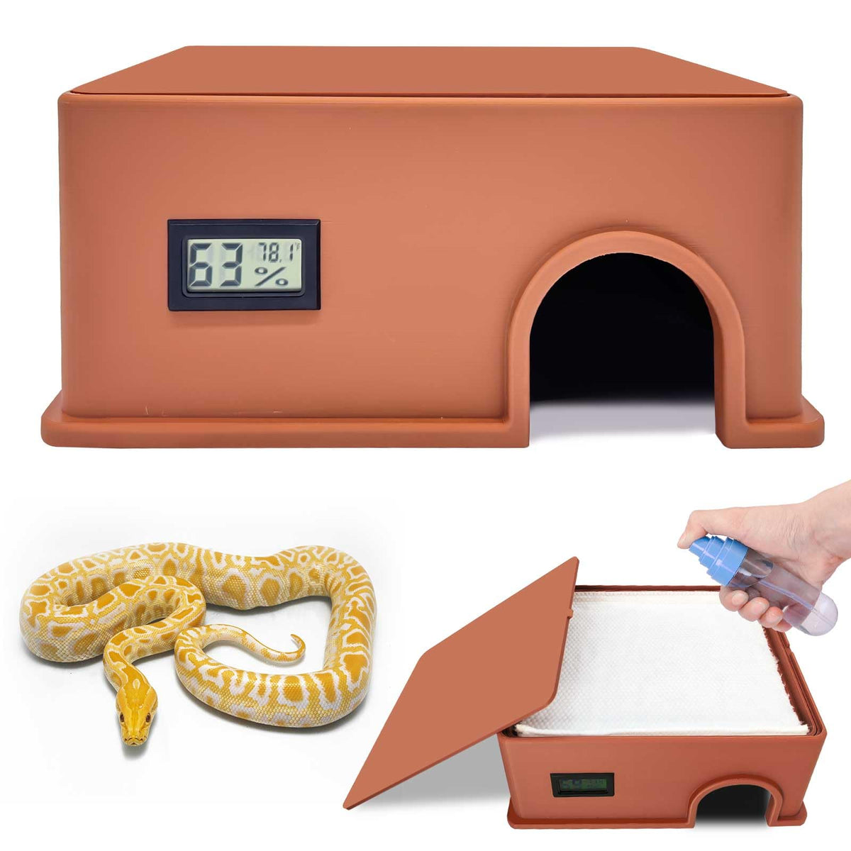 KFPSHLQE reptile hide top vent improves air circulation for small reptiles