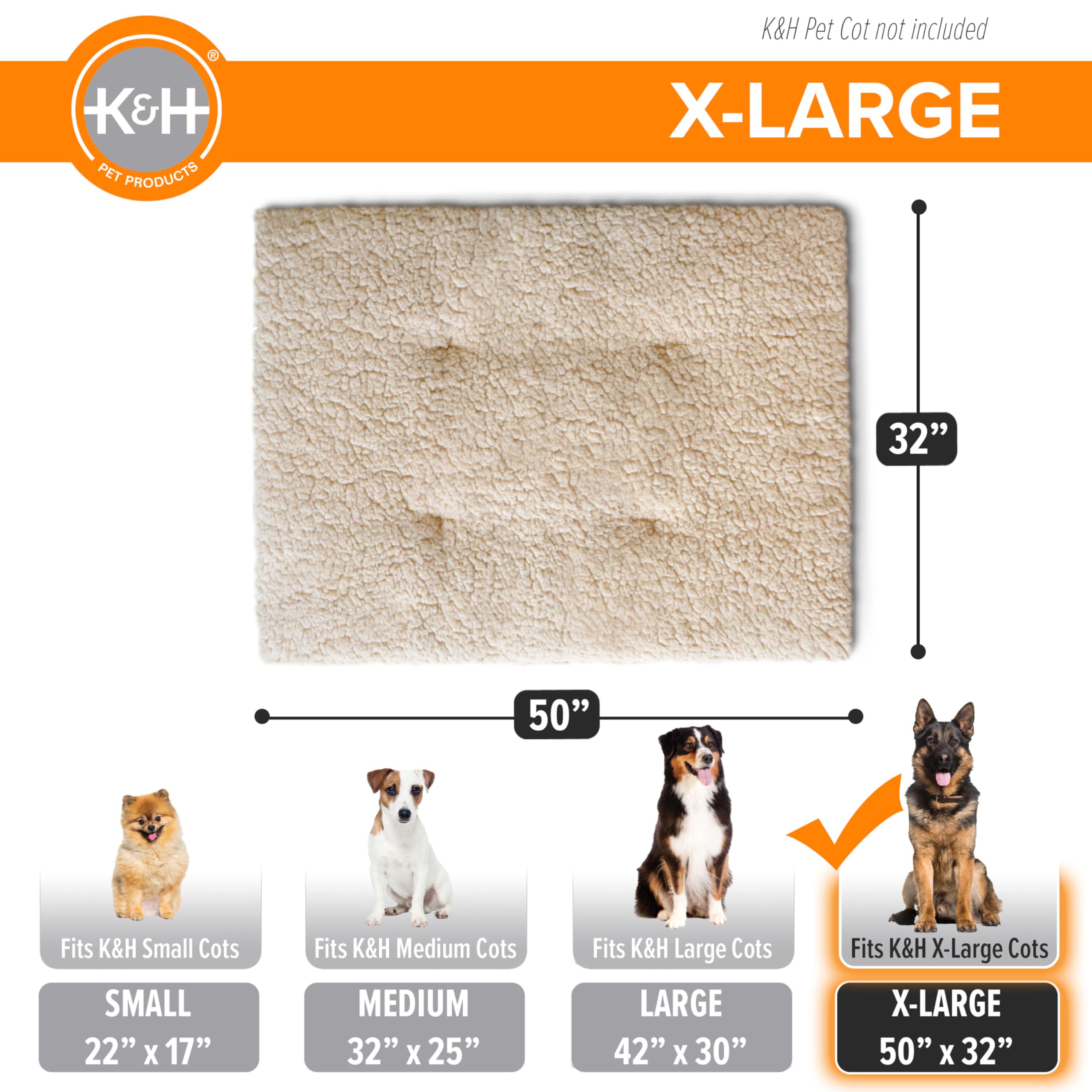 K&H Pet Products dog cot pad machine-washable shows easy cleaning after adventures.