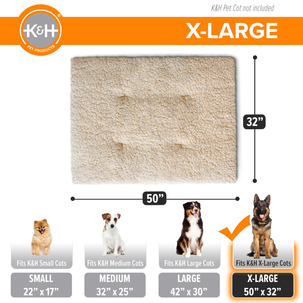 K&H Pet Products dog cot pad machine-washable shows easy cleaning after adventures.