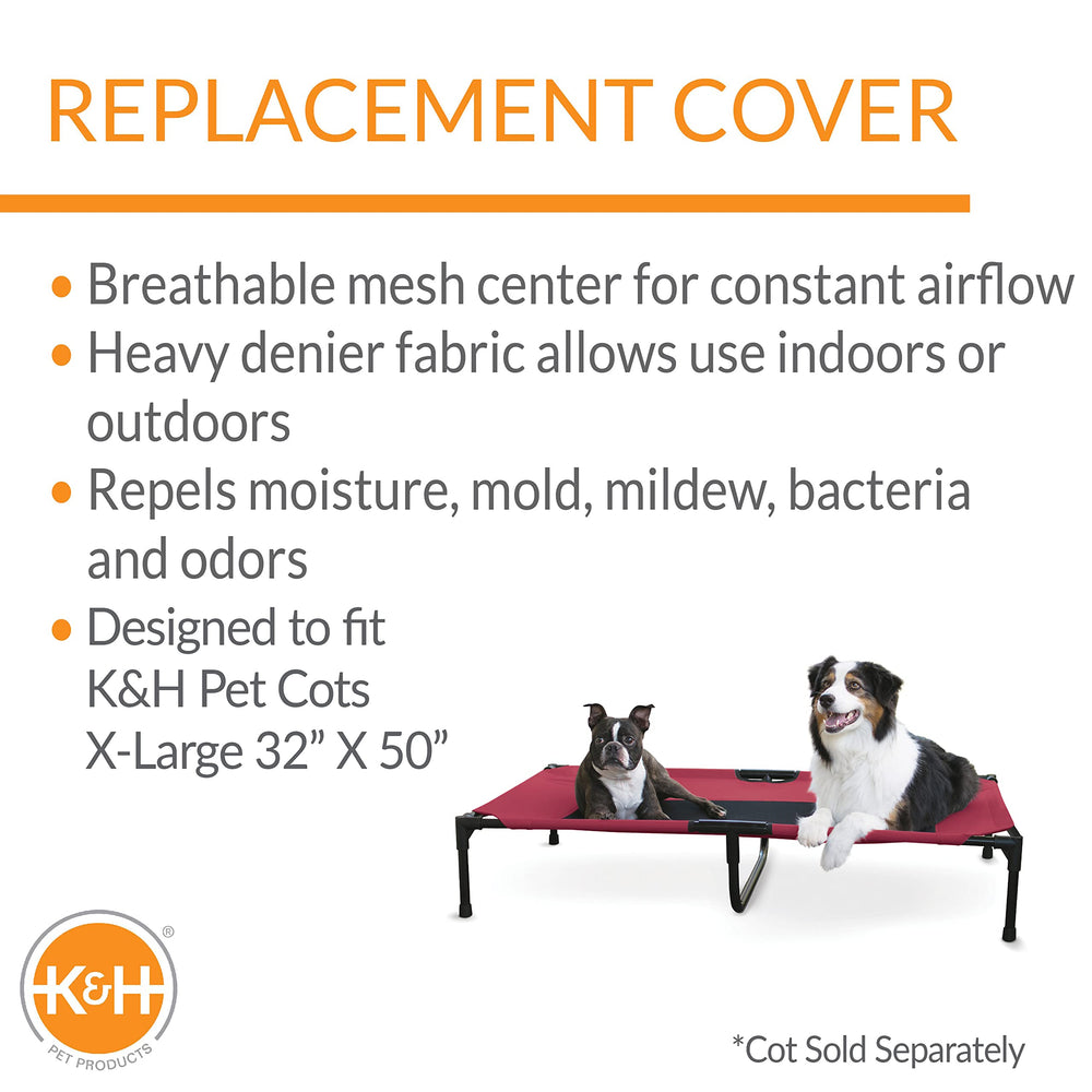 K&amp;H Original Pet Cot Replacement Cover cooling-mesh fits X-Large frames, promotes air circulation.