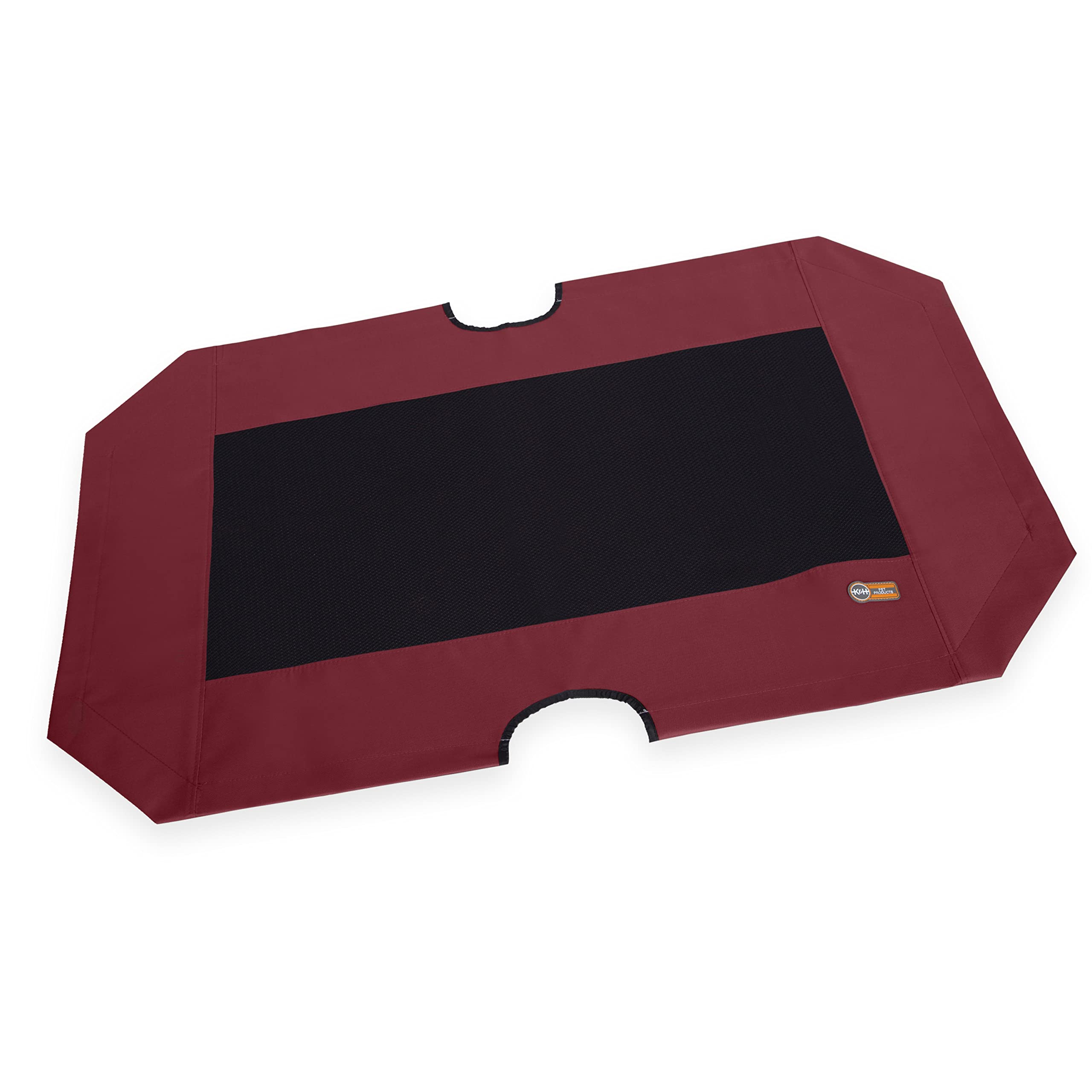 K&amp;H Original Pet Cot Replacement Cover red-black, cooling mesh for comfortable outdoor lounging.