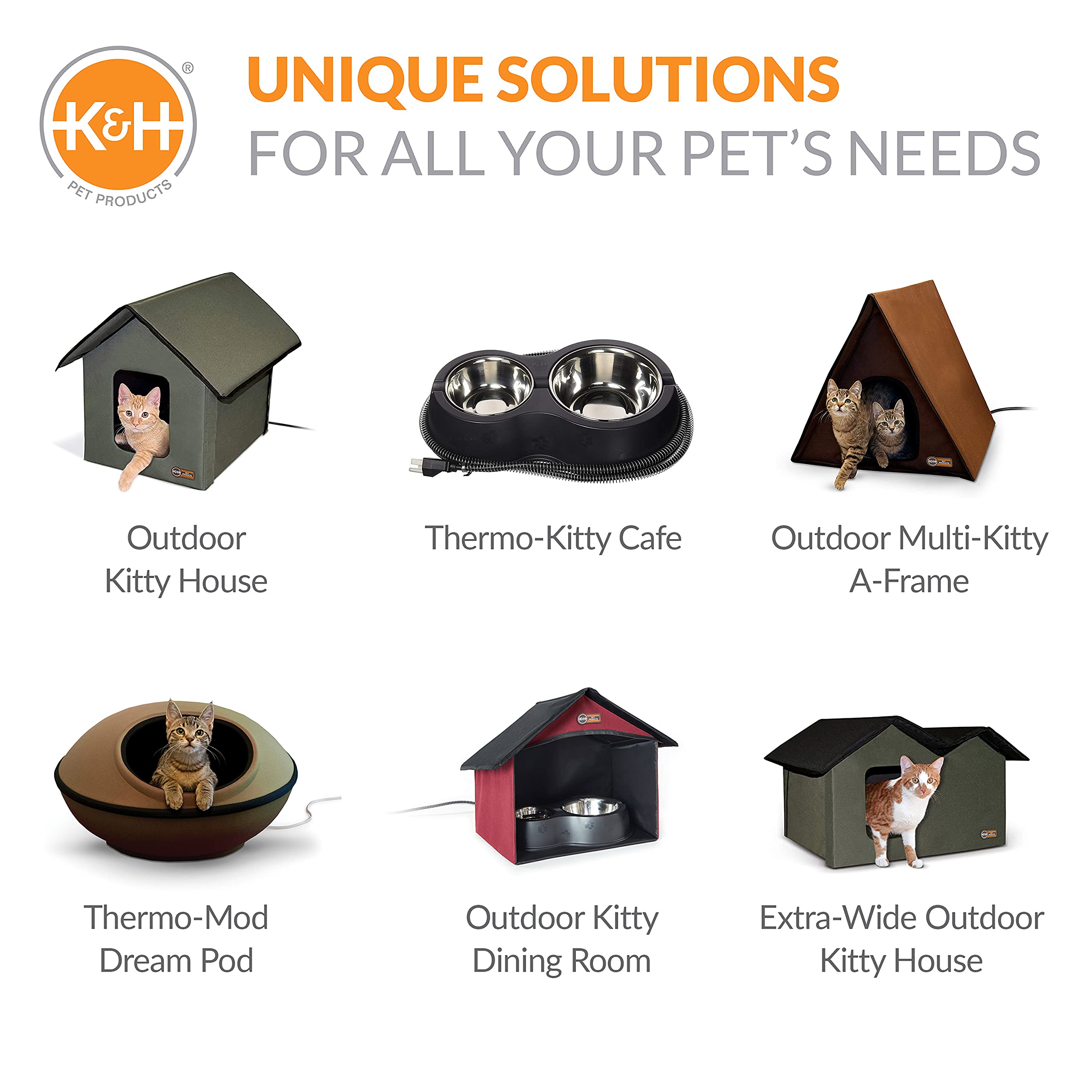K&H Outdoor Kitty Dining Room Shelter dimensions and footprint; fits standard outdoor bowls.