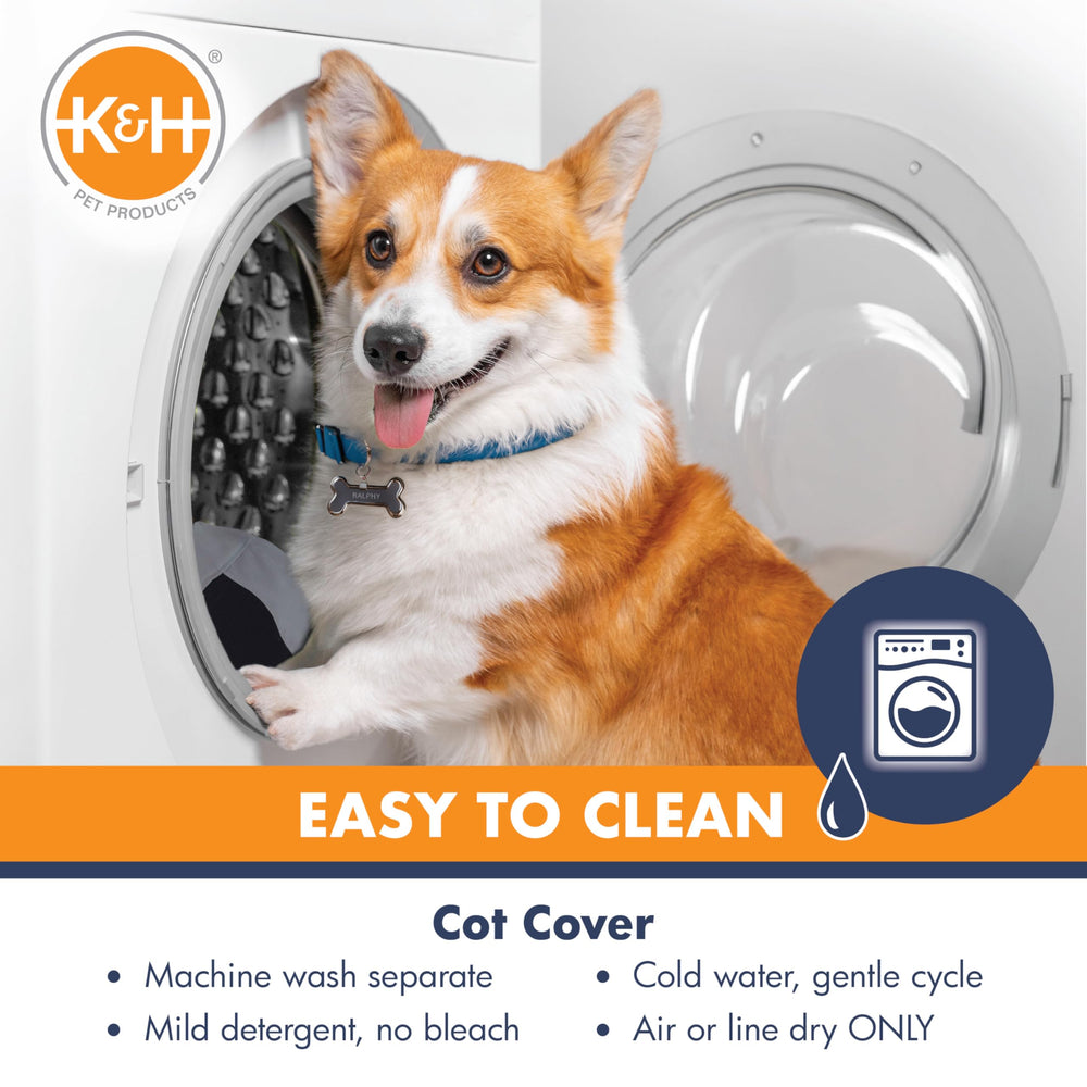 K&amp;H Original Pet Cot Replacement Cover water-resistant mesh center helps repel moisture.