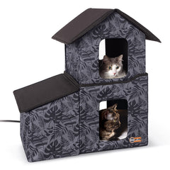 K&H Pet Products two-story heated outdoor kitty house front view for warmth