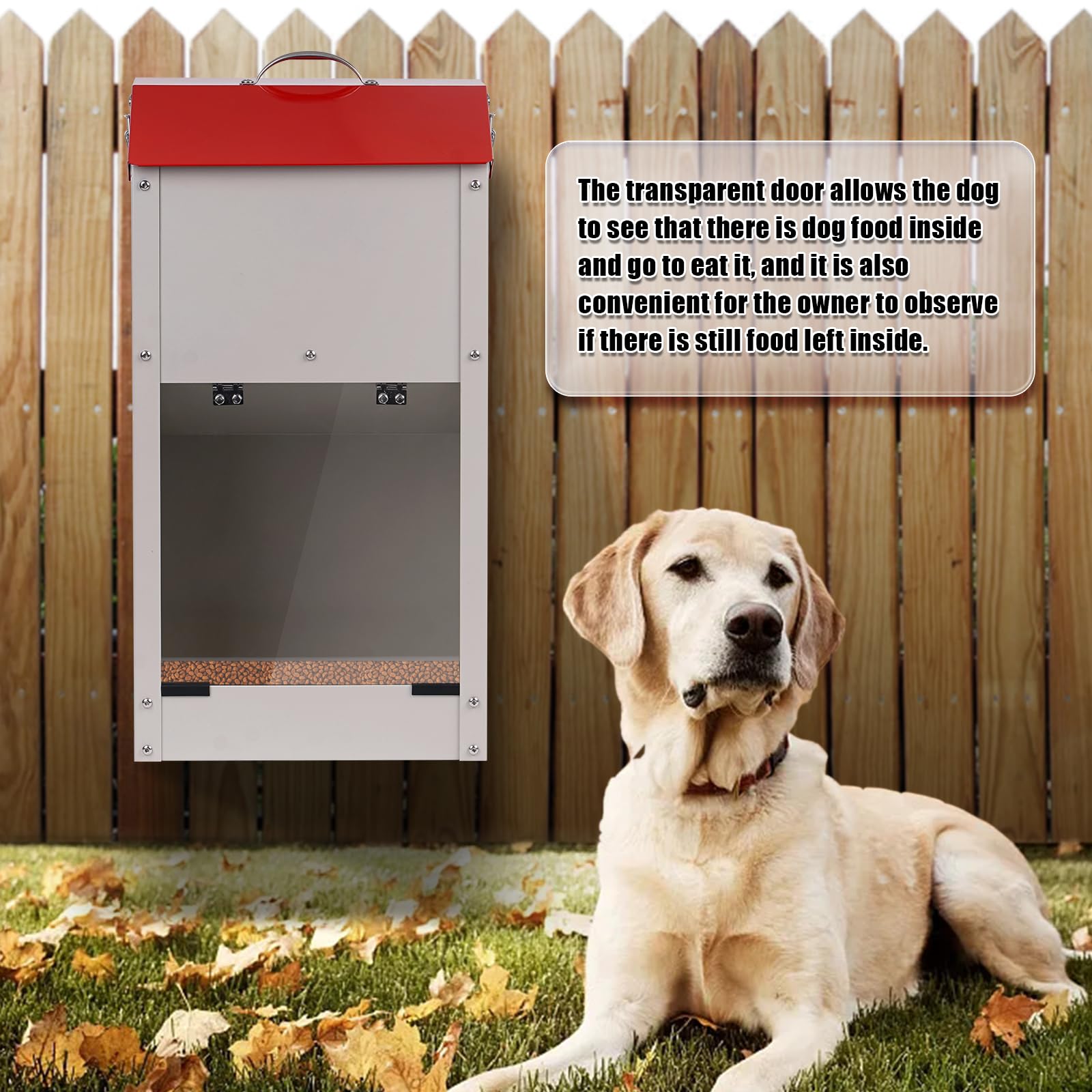 KHEARPSL dog feeder side view shows wall or floor mounting flexibility.