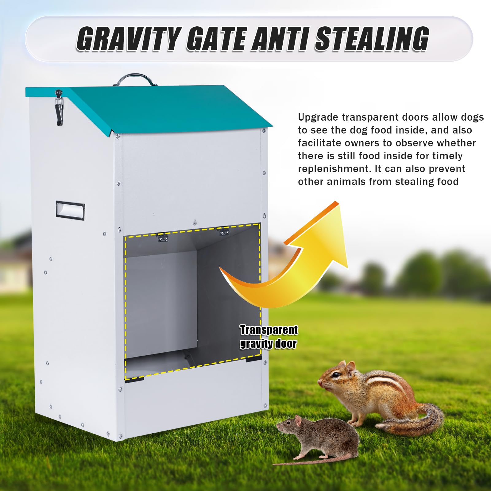 KHEARPSL galvanized steel outdoor feeder built to withstand weather.
