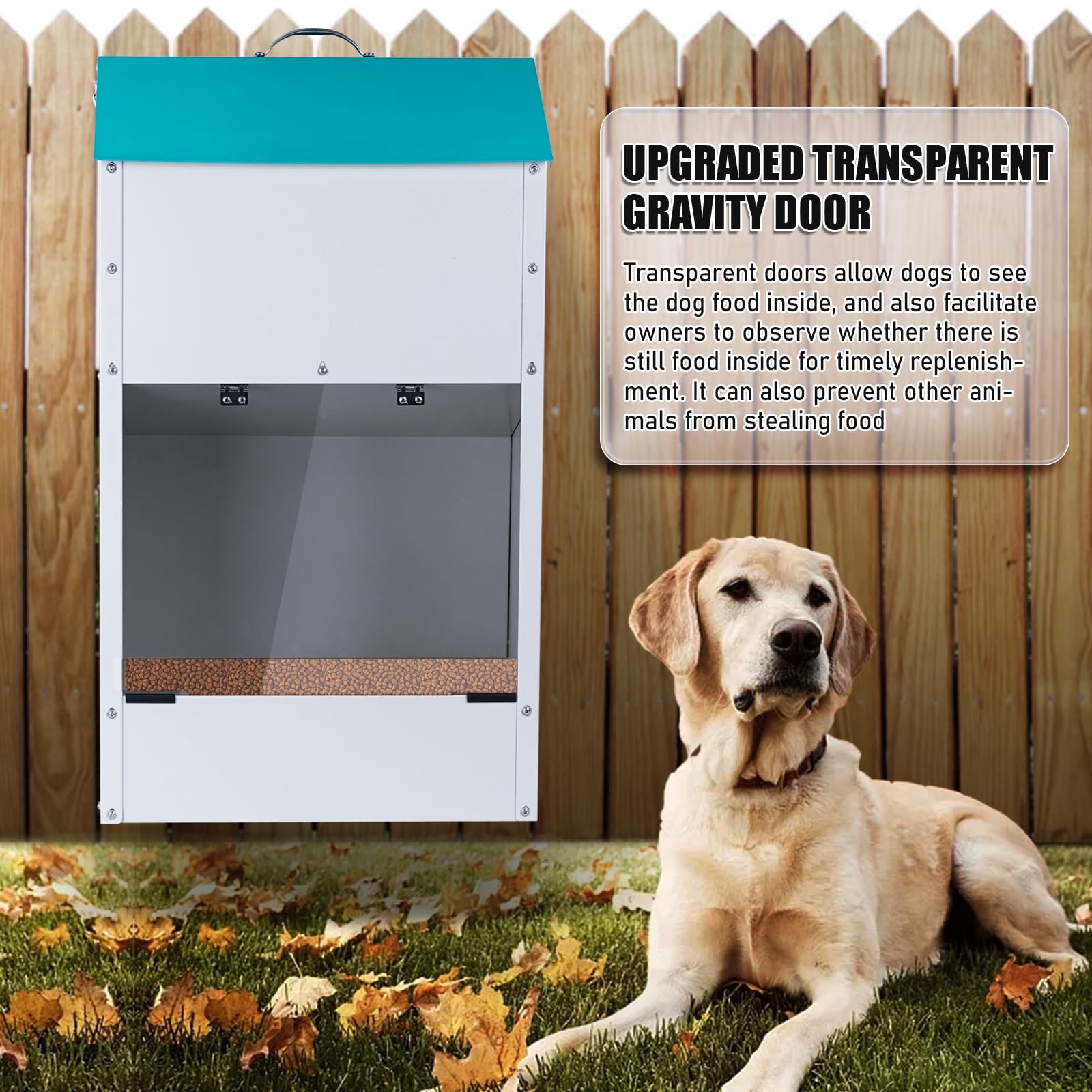 KHEARPSL gravity feeder 50lb with visible food door for timely refills.
