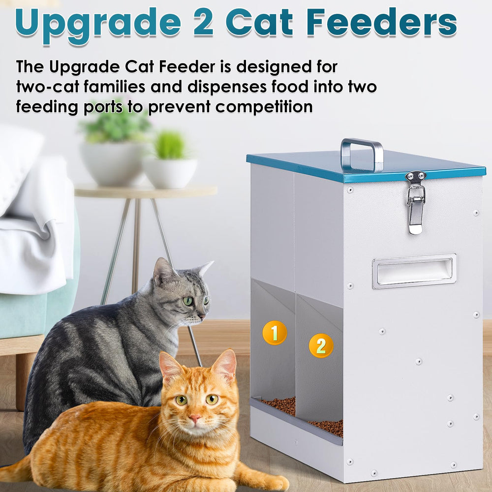 KHEARPSL two-cat feeder with dual ports to reduce feeding competition.