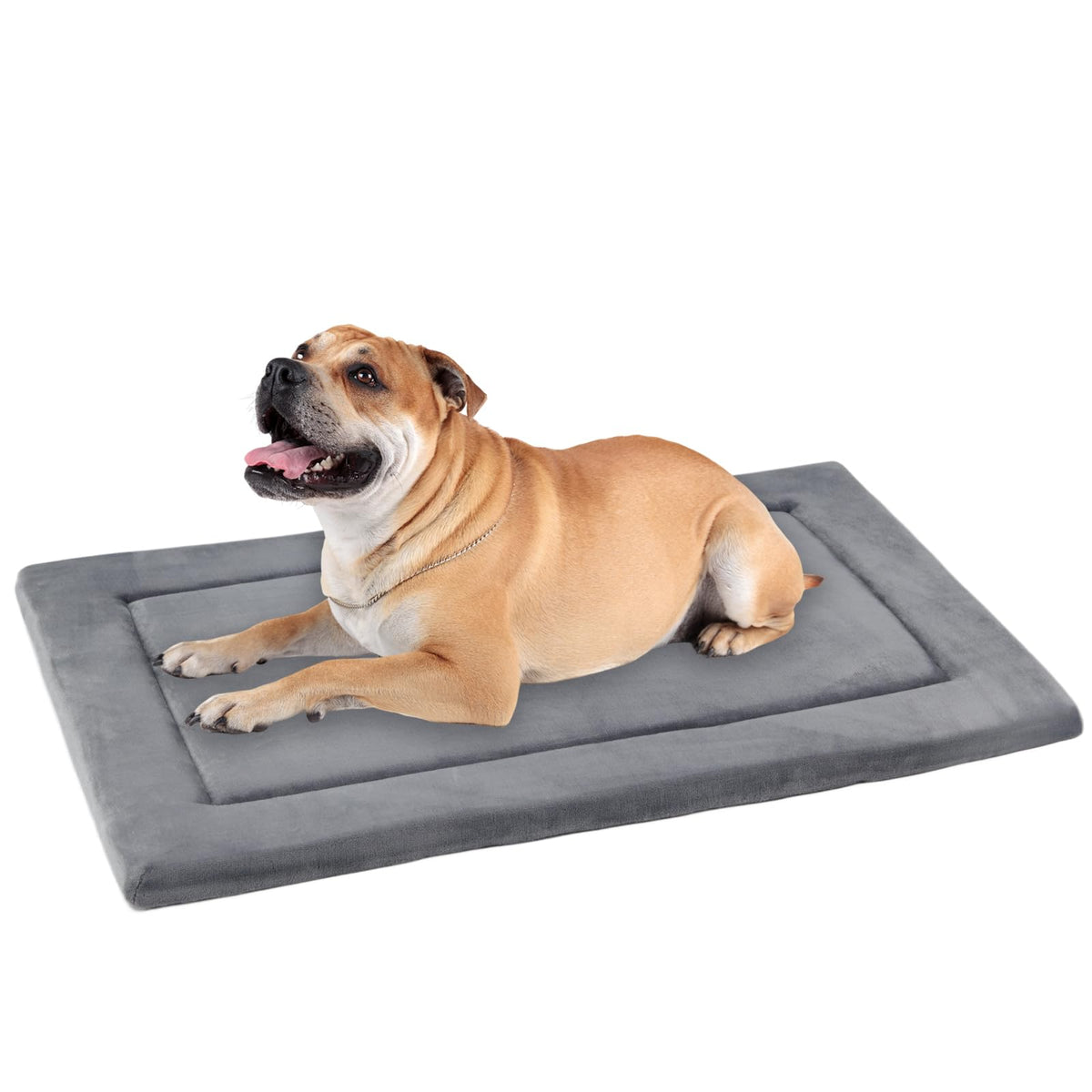 KHONSU PET dog bed mat in crate with 1.1in slim cooling pad.