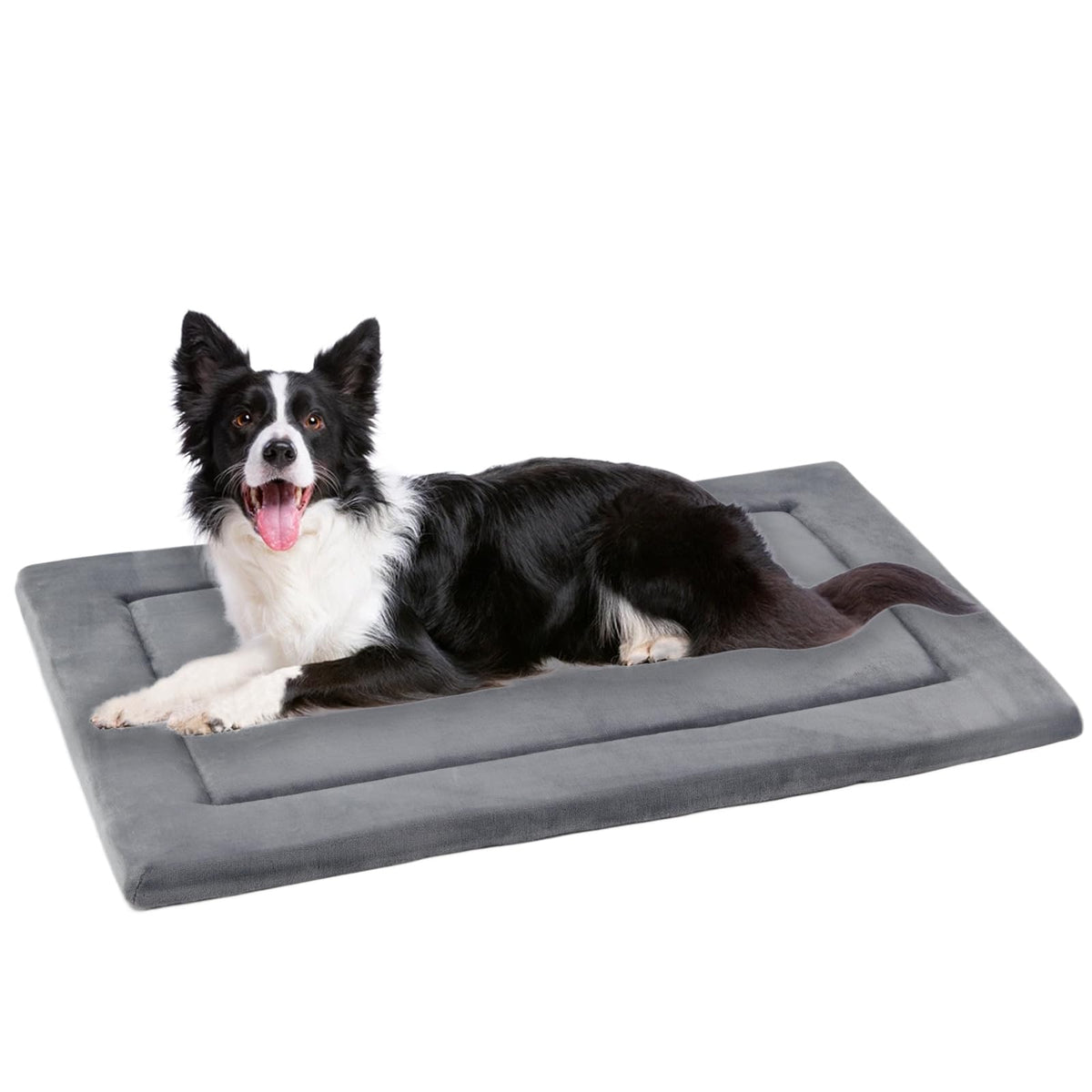 KHONSU PET dog bed mat inside crate with slim cooling pad and flannel side.