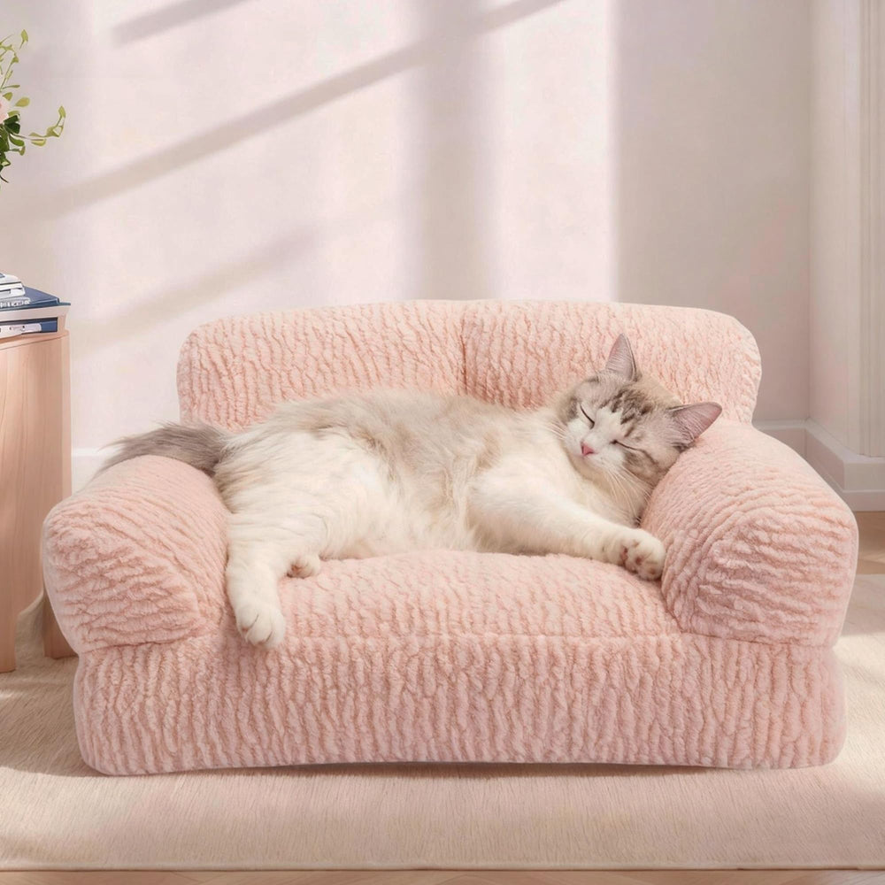 KHONSU PET orthopedic cat sofa bed front view with joint-supporting plush cushioning for restful naps
