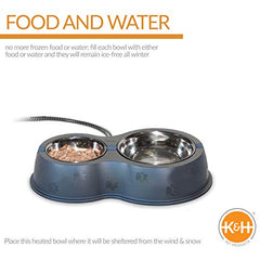 K&amp;H Thermo-Kitty Café dual bowls provide 12oz and 24oz hydration and meals.