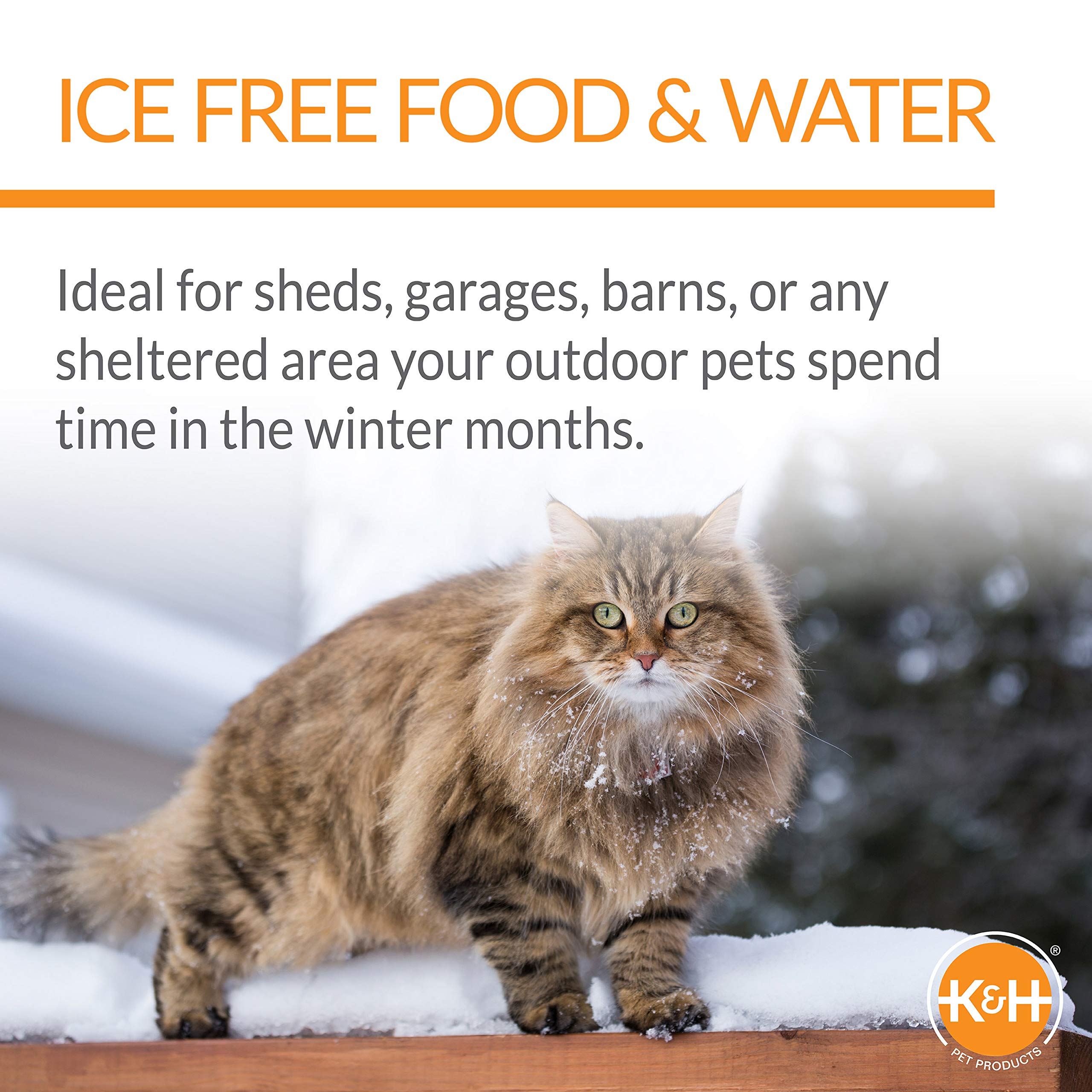 K&amp;H Thermo-Kitty Café removable stainless bowls for easy refills and dishwasher cleaning.