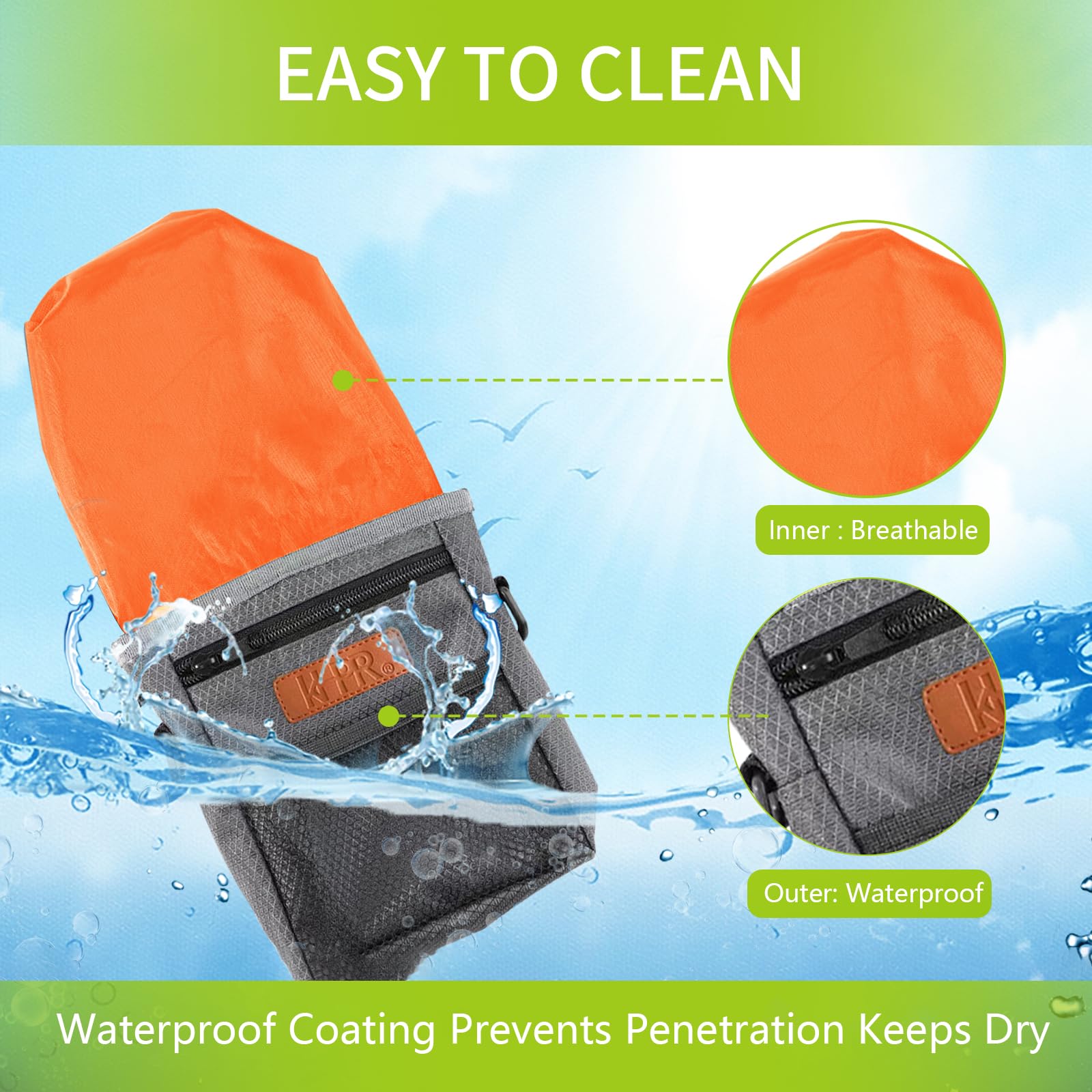 KHPR dog treat training pouch multiple wear options including belt strap and clip