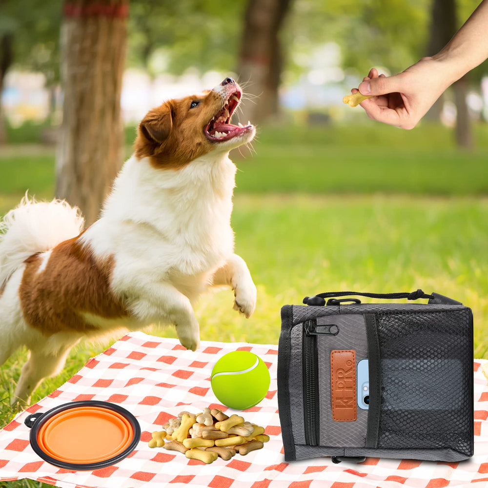 KHPR dog treat training pouch built-in poop bag dispenser keeps cleanup handy