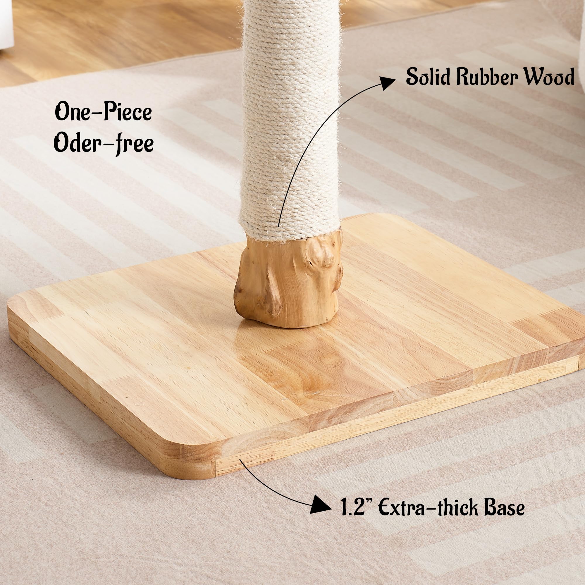 Kicari 29-inch tall cat scratching post shown with cat for full-body stretch.
