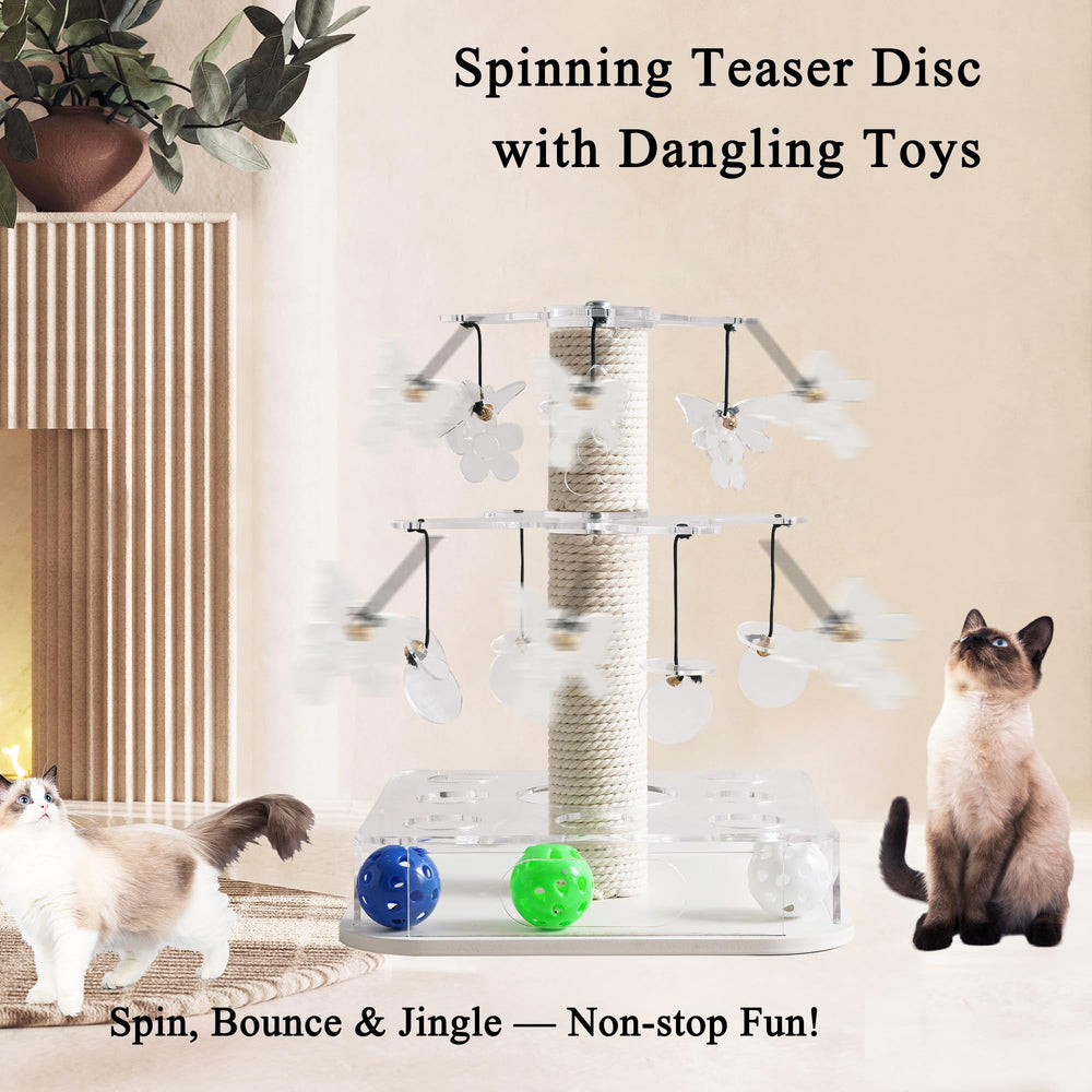 Kicari Modern 3-in-1 cat toy two-layer spinning disc in action
