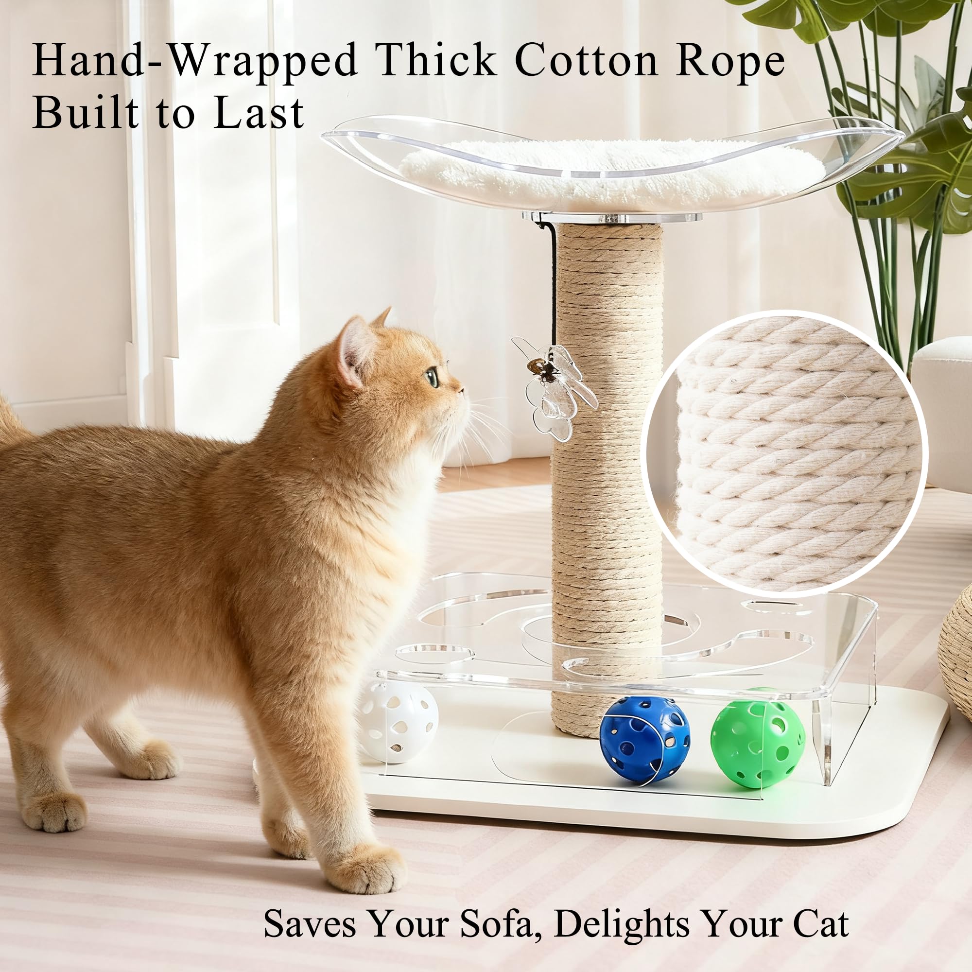 Kicari Modern 3-in-1 cat toy colorful-jingle-balls stimulates chase and hearing.