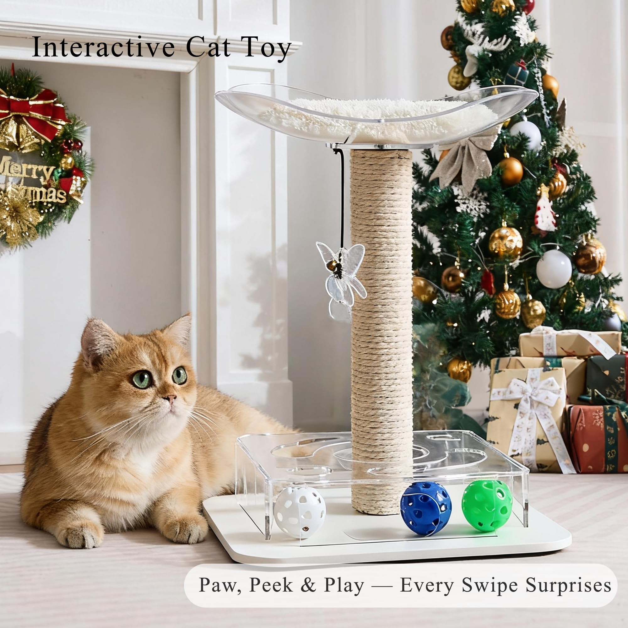 Kicari Modern 3-in-1 cat toy puzzle-box promotes independent play via peek-a-boo holes.