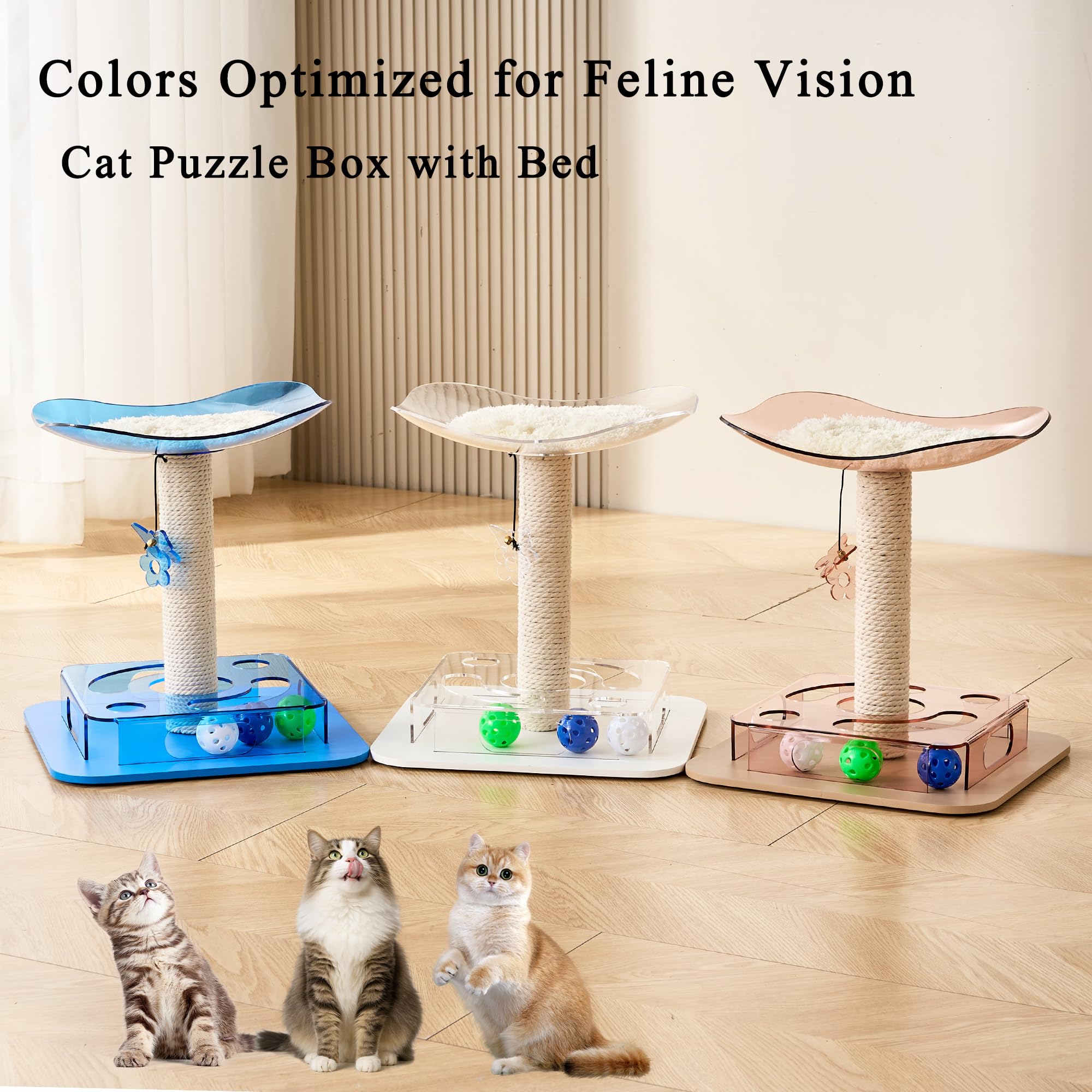 Kicari Modern 3-in-1 cat toy room-friendly aesthetic for stylish homes.