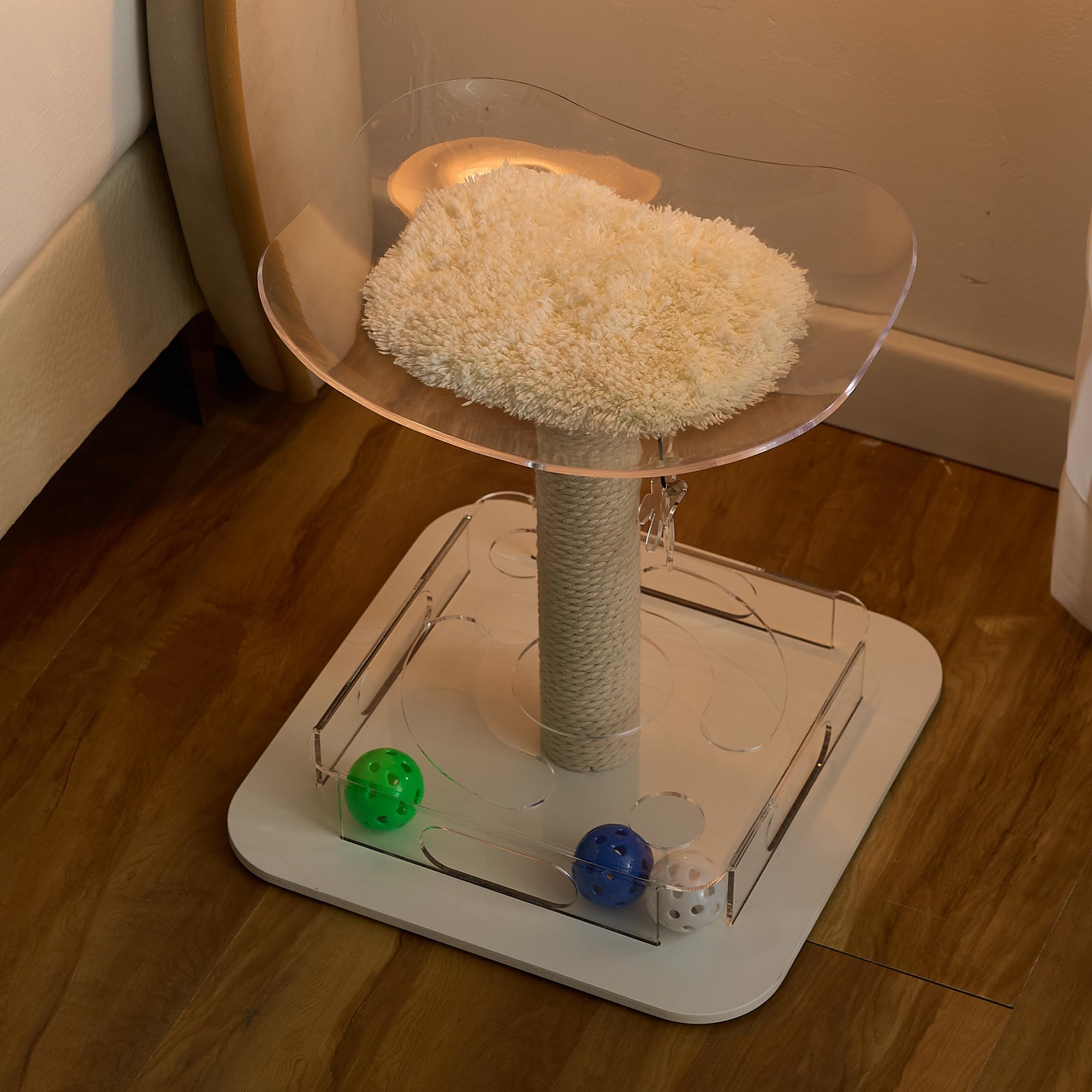 Kicari Modern 3-in-1 cat toy soft-cushion invites lounging and observation.