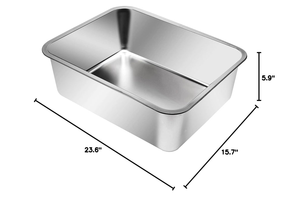Kichwit extra-large stainless-steel litter box easy-clean surface for quick maintenance.