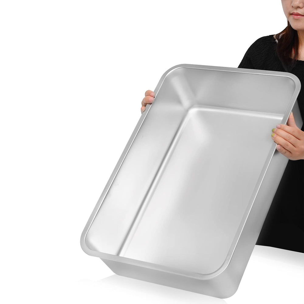 Kichwit stainless steel open litter box top view showing spacious interior for easy entry.
